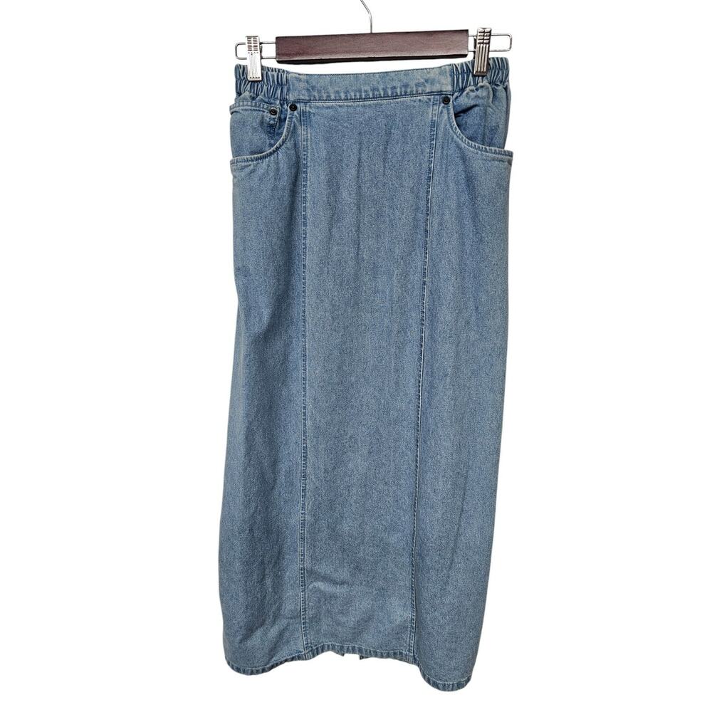 Vintage Midi Denim Skirt Womens Sz Small Boho Hippie Modest